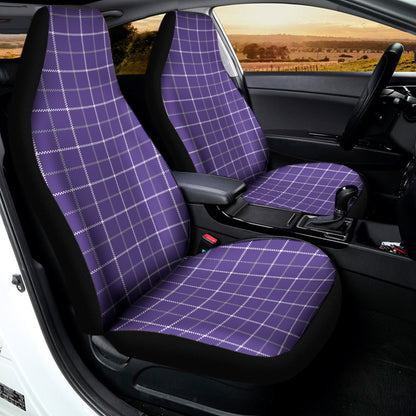 Purple Grey And White Tattersall Print Universal Fit Car Seat Covers