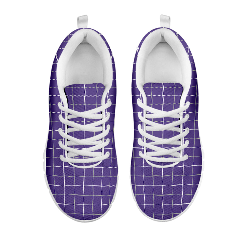 Purple Grey And White Tattersall Print White Sneakers