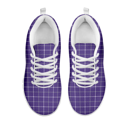 Purple Grey And White Tattersall Print White Sneakers