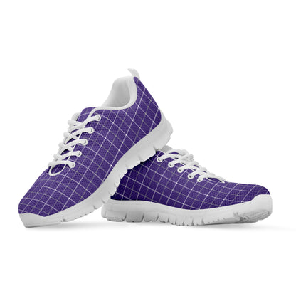 Purple Grey And White Tattersall Print White Sneakers