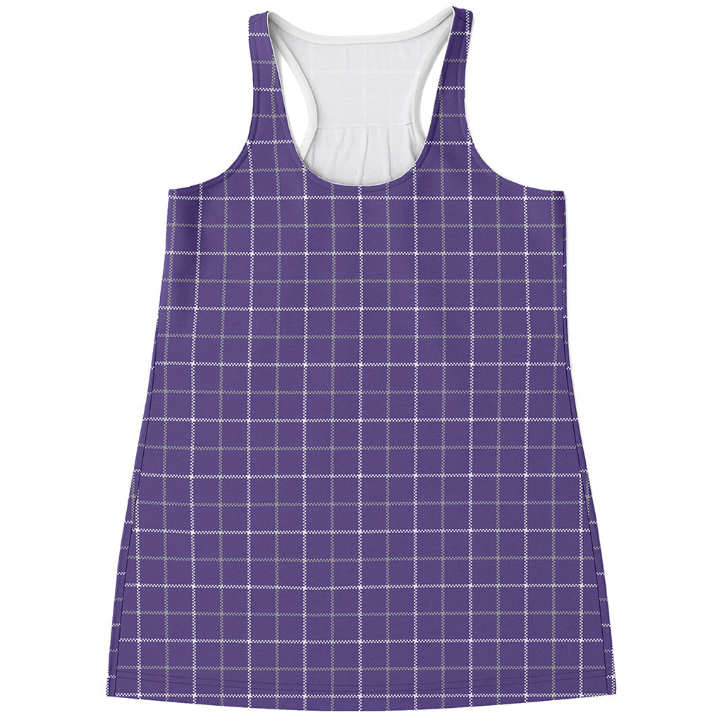 Purple Grey And White Tattersall Print Women's Racerback Tank Top