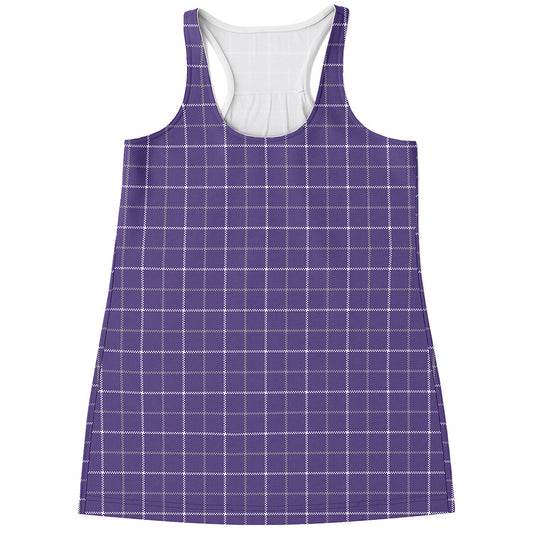 Purple Grey And White Tattersall Print Women's Racerback Tank Top