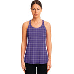 Purple Grey And White Tattersall Print Women's Racerback Tank Top