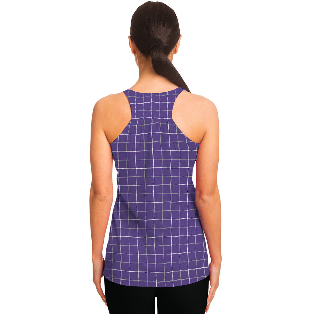 Purple Grey And White Tattersall Print Women's Racerback Tank Top