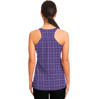 Purple Grey And White Tattersall Print Women's Racerback Tank Top