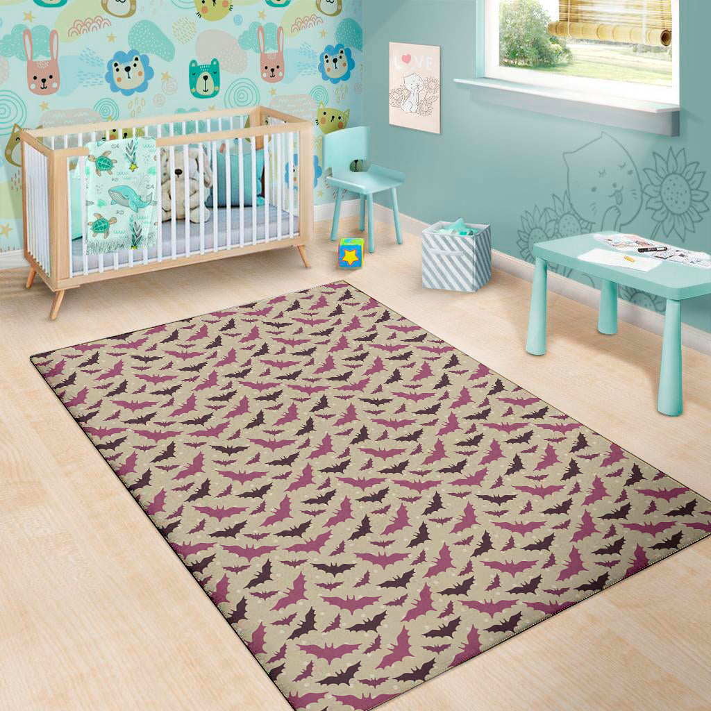 Purple Halloween Bat Pattern Print Area Rug