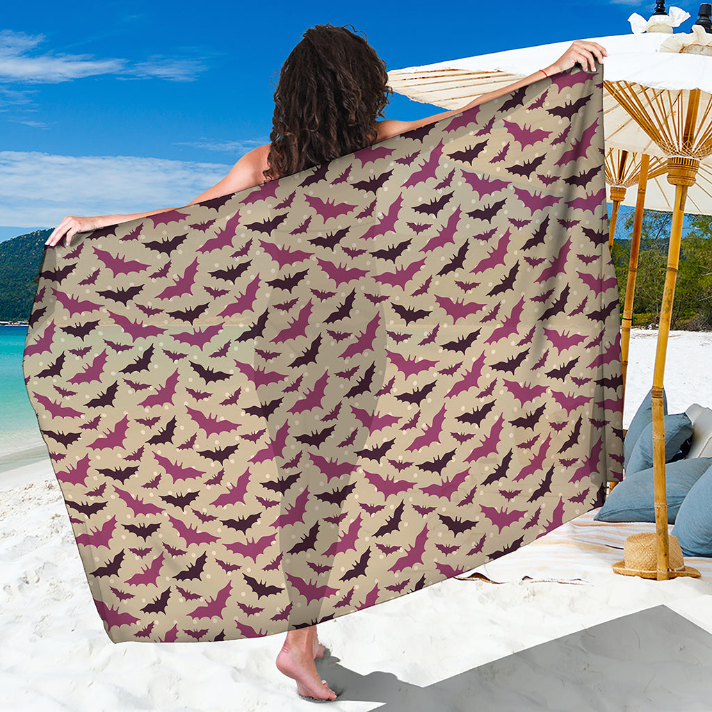 Purple Halloween Bat Pattern Print Beach Sarong Wrap
