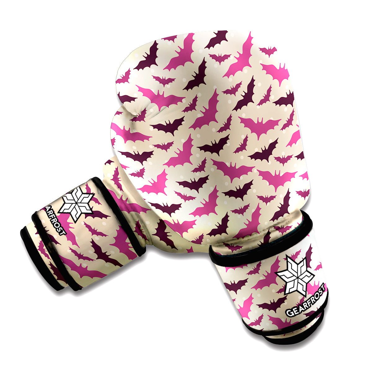 Purple Halloween Bat Pattern Print Boxing Gloves