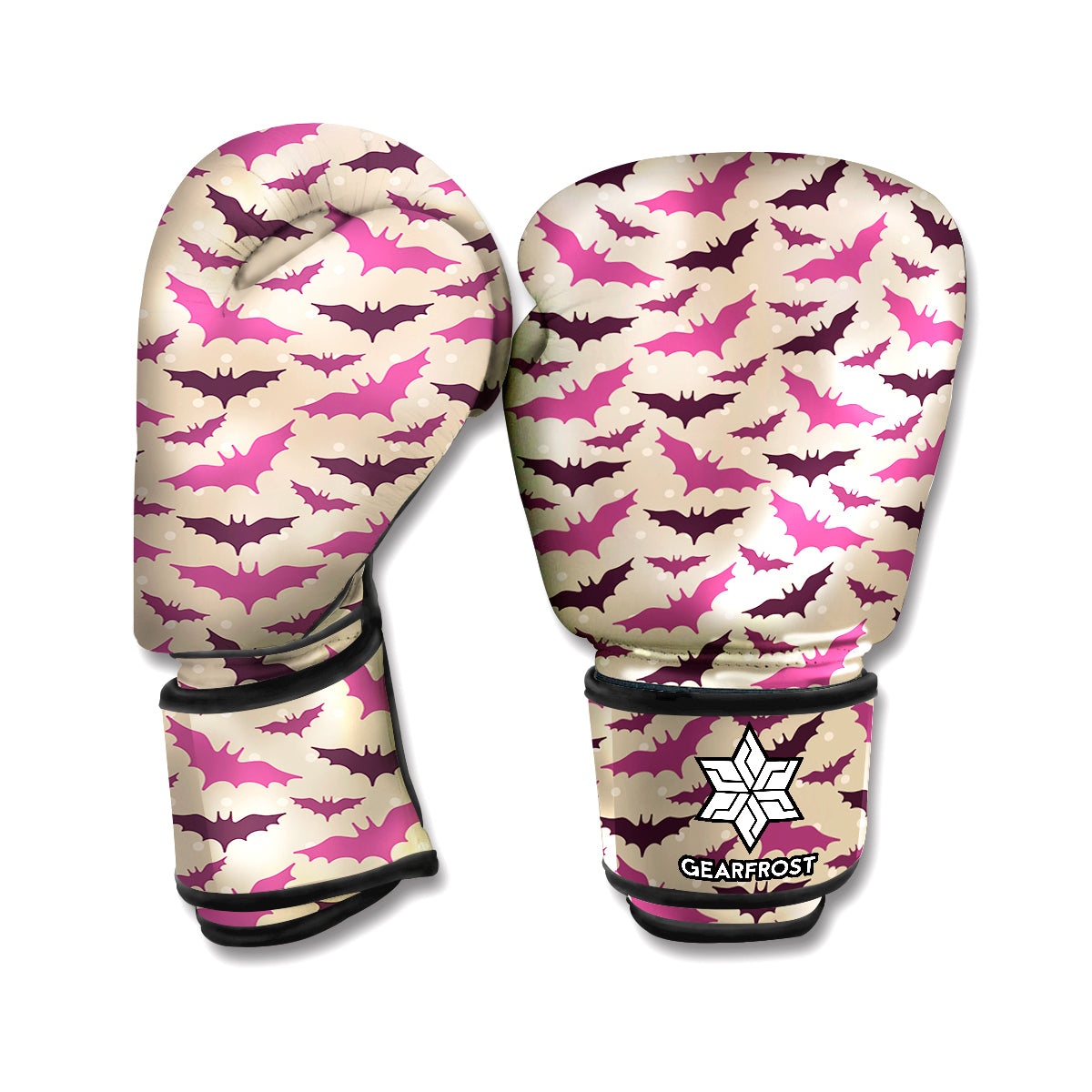 Purple Halloween Bat Pattern Print Boxing Gloves