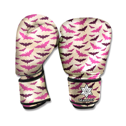 Purple Halloween Bat Pattern Print Boxing Gloves