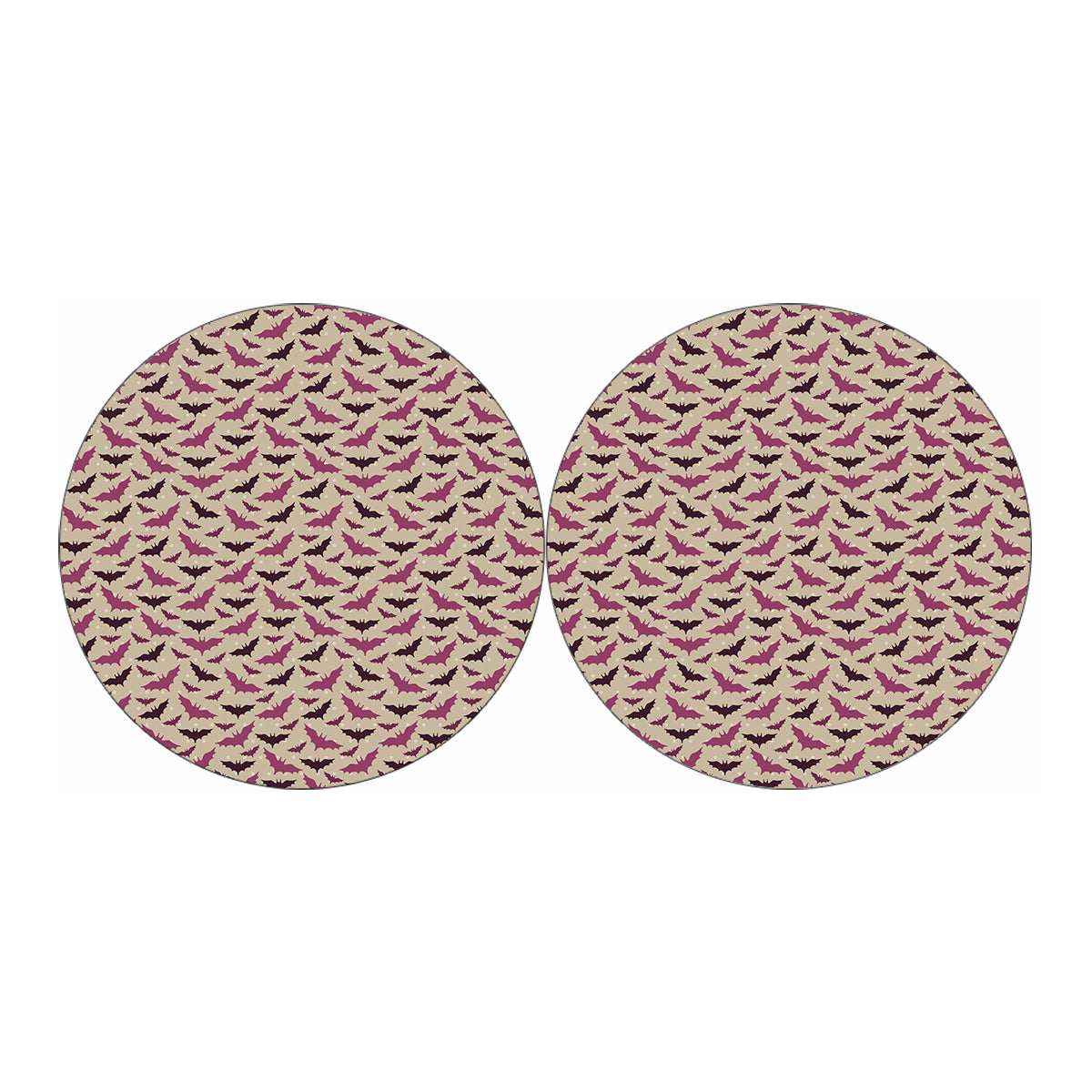 Purple Halloween Bat Pattern Print Car Coasters
