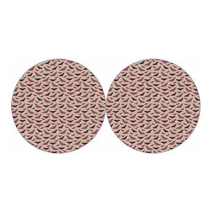 Purple Halloween Bat Pattern Print Car Coasters