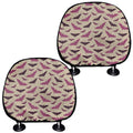 Purple Halloween Bat Pattern Print Car Headrest Covers