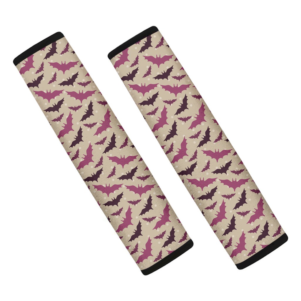 Purple Halloween Bat Pattern Print Car Seat Belt Covers