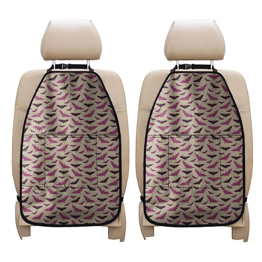 Purple Halloween Bat Pattern Print Car Seat Organizers