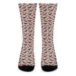 Purple Halloween Bat Pattern Print Crew Socks