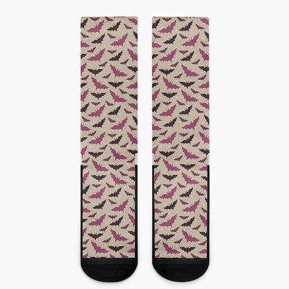 Purple Halloween Bat Pattern Print Crew Socks
