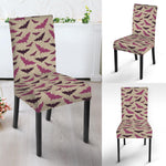 Purple Halloween Bat Pattern Print Dining Chair Slipcover