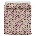 Purple Halloween Bat Pattern Print Duvet Cover Bedding Set