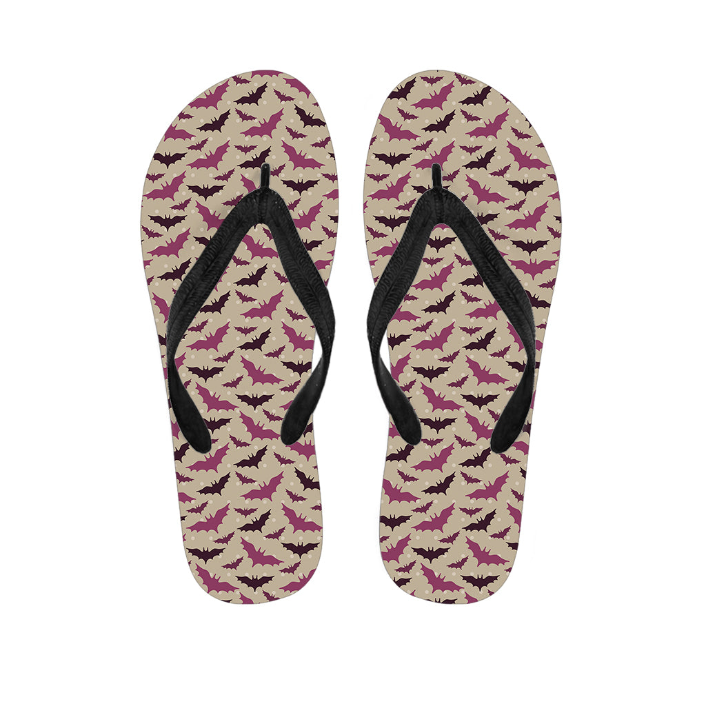 Purple Halloween Bat Pattern Print Flip Flops
