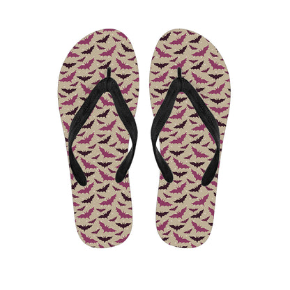 Purple Halloween Bat Pattern Print Flip Flops