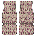 Purple Halloween Bat Pattern Print Front and Back Car Floor Mats