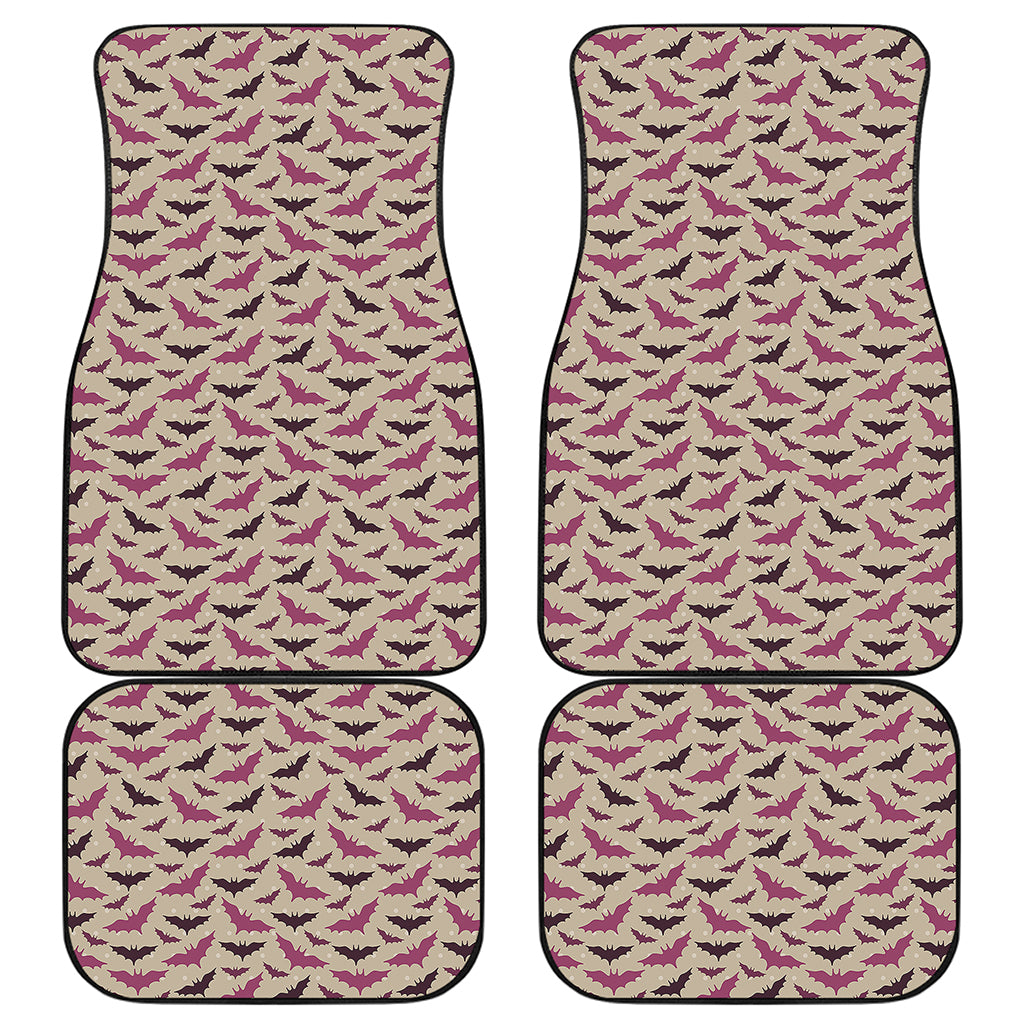 Purple Halloween Bat Pattern Print Front and Back Car Floor Mats