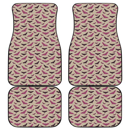 Purple Halloween Bat Pattern Print Front and Back Car Floor Mats
