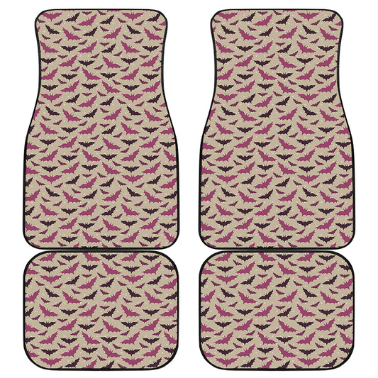Purple Halloween Bat Pattern Print Front and Back Car Floor Mats
