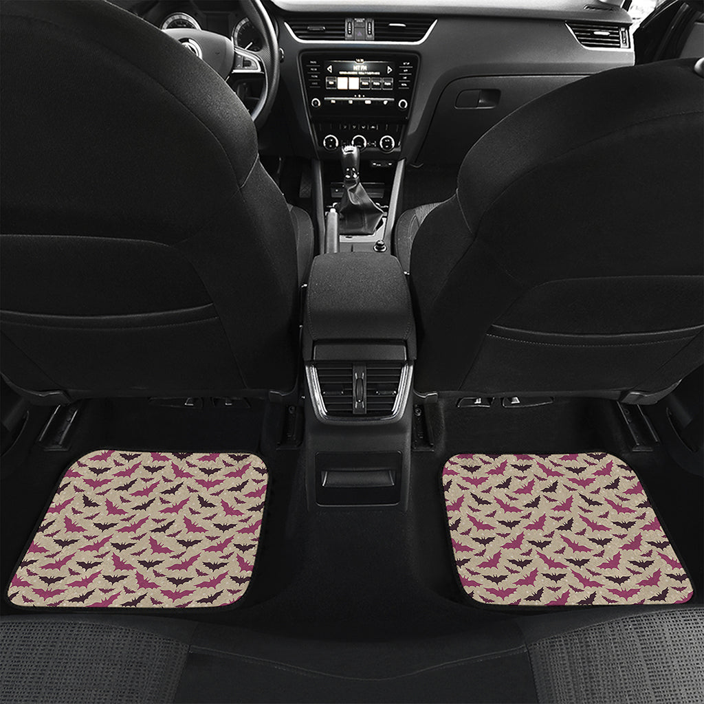 Purple Halloween Bat Pattern Print Front and Back Car Floor Mats