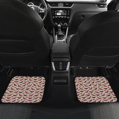 Purple Halloween Bat Pattern Print Front and Back Car Floor Mats