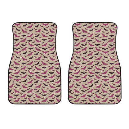 Purple Halloween Bat Pattern Print Front Car Floor Mats