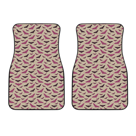 Purple Halloween Bat Pattern Print Front Car Floor Mats