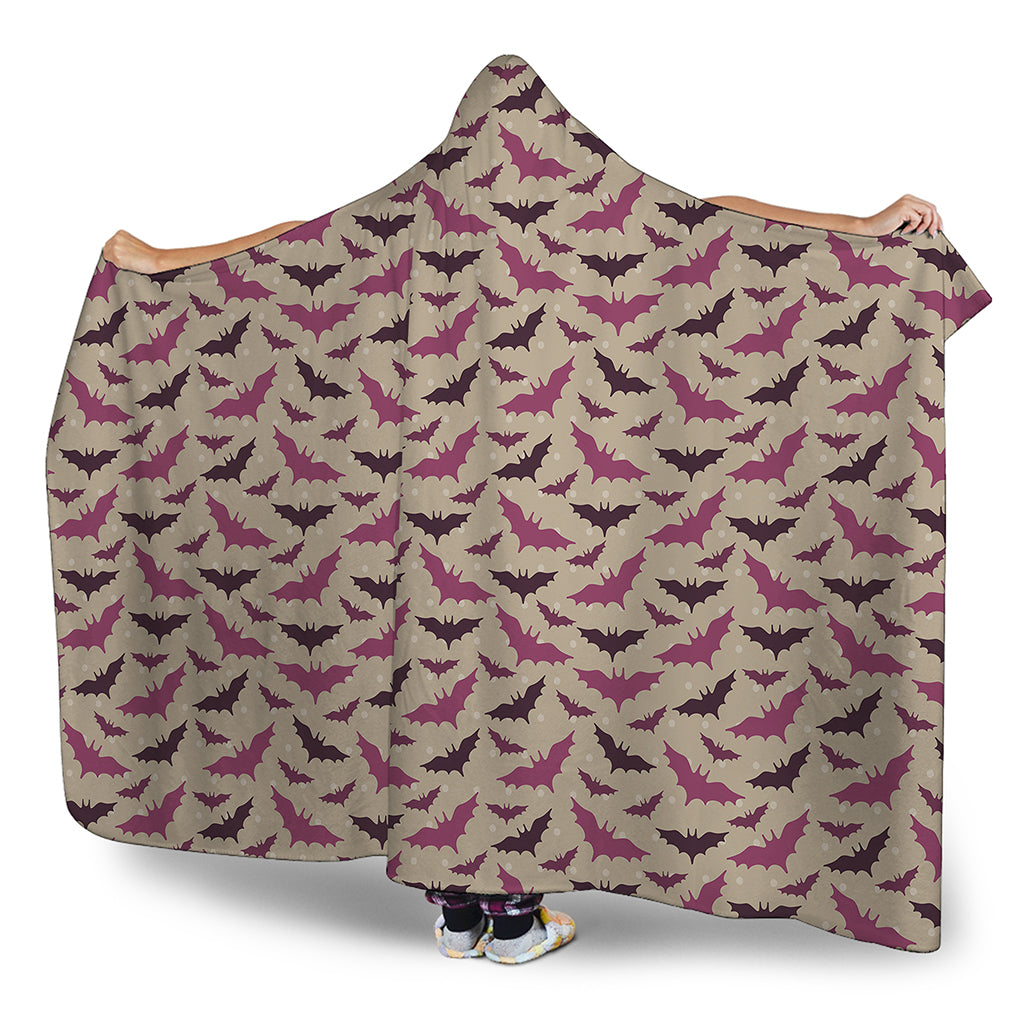 Purple Halloween Bat Pattern Print Hooded Blanket