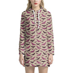Purple Halloween Bat Pattern Print Hoodie Dress