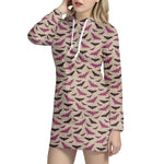 Purple Halloween Bat Pattern Print Hoodie Dress