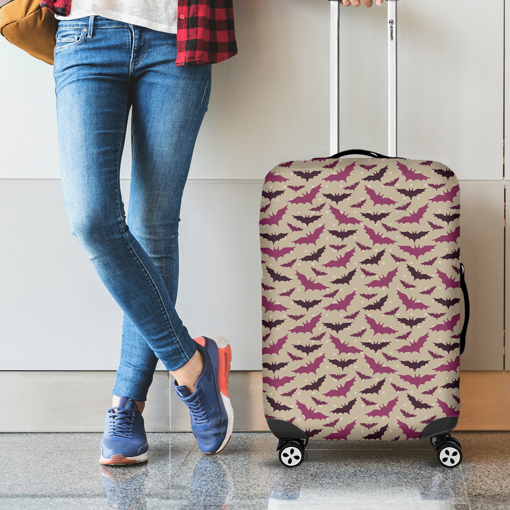 Purple Halloween Bat Pattern Print Luggage Cover