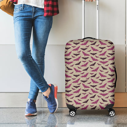 Purple Halloween Bat Pattern Print Luggage Cover