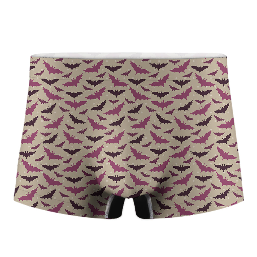 Purple Halloween Bat Pattern Print Men's Boxer Briefs