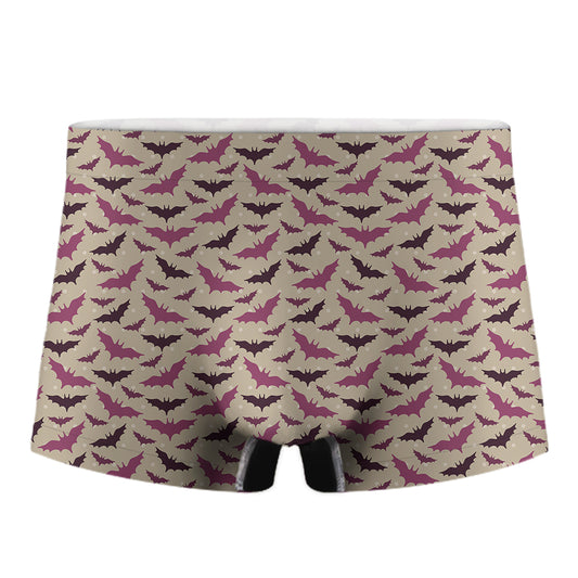 Purple Halloween Bat Pattern Print Men's Boxer Briefs