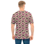 Purple Halloween Bat Pattern Print Men's T-Shirt