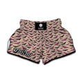 Purple Halloween Bat Pattern Print Muay Thai Boxing Shorts
