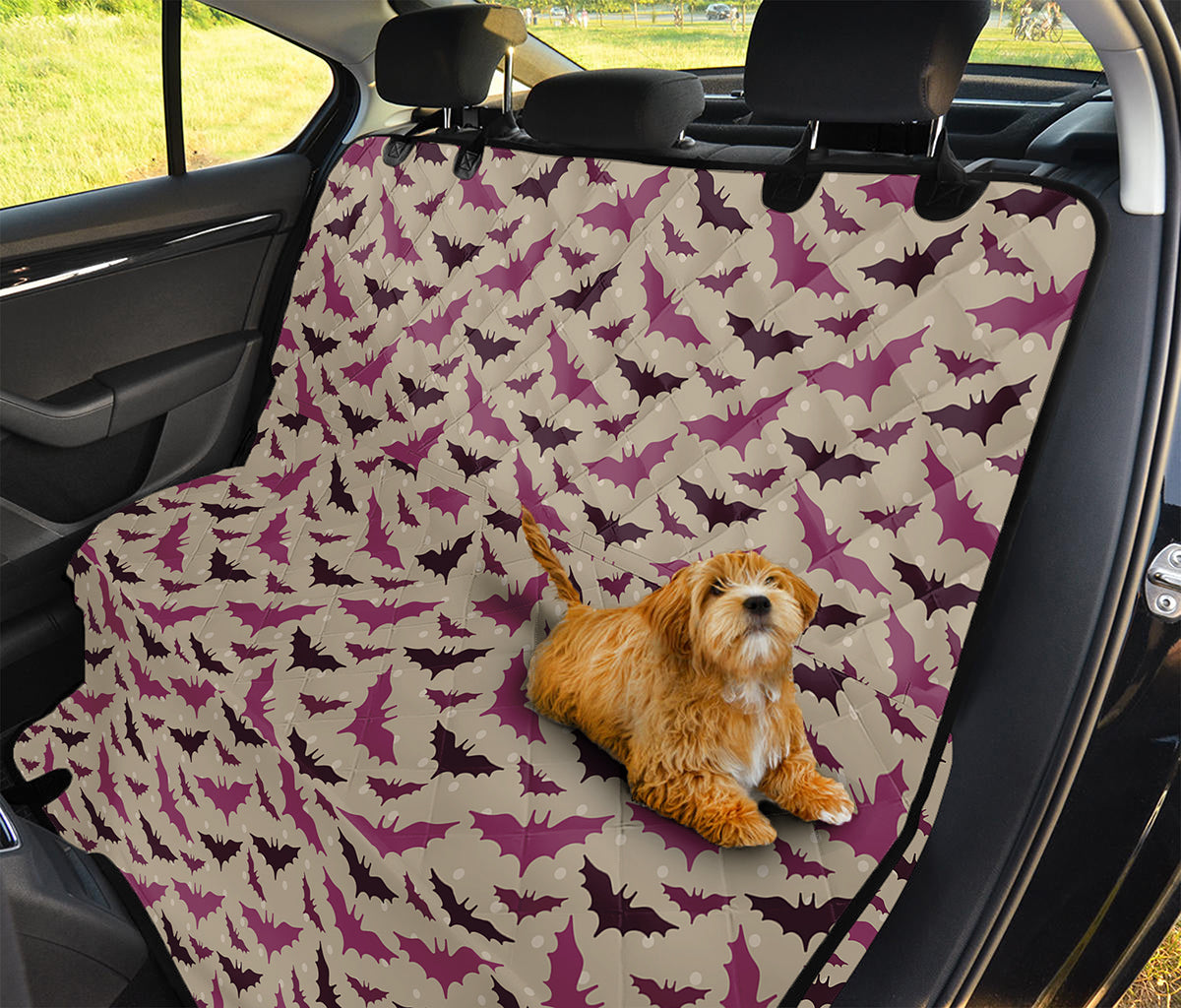 Purple Halloween Bat Pattern Print Pet Car Back Seat Cover