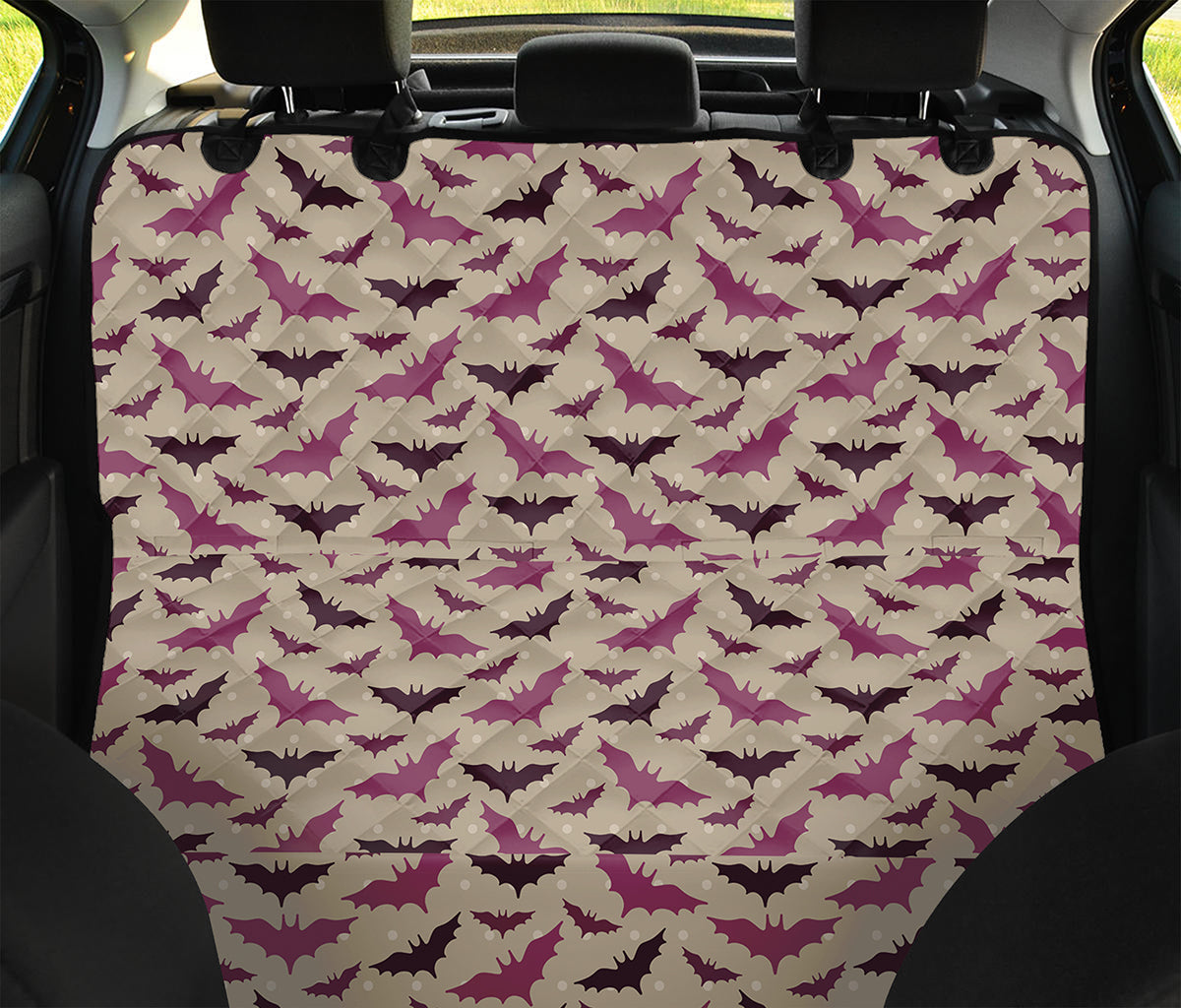 Purple Halloween Bat Pattern Print Pet Car Back Seat Cover