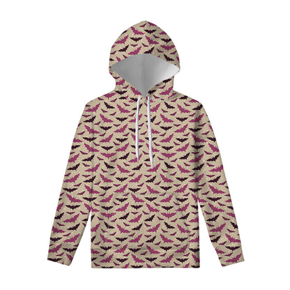 Purple Halloween Bat Pattern Print Pullover Hoodie