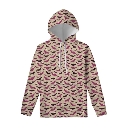 Purple Halloween Bat Pattern Print Pullover Hoodie