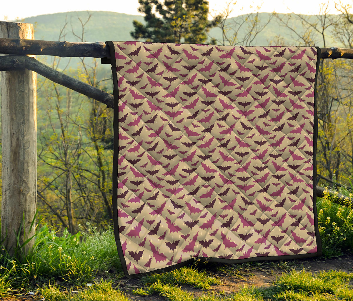 Purple Halloween Bat Pattern Print Quilt