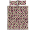 Purple Halloween Bat Pattern Print Quilt Bed Set