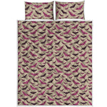 Purple Halloween Bat Pattern Print Quilt Bed Set