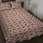 Purple Halloween Bat Pattern Print Quilt Bed Set